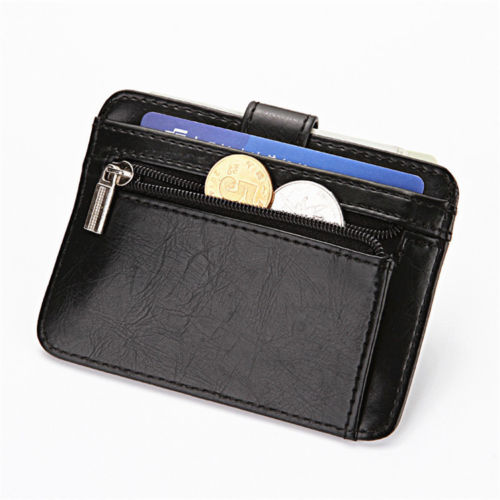 WALLET Mens Minimalist Wallet With Strap - Black